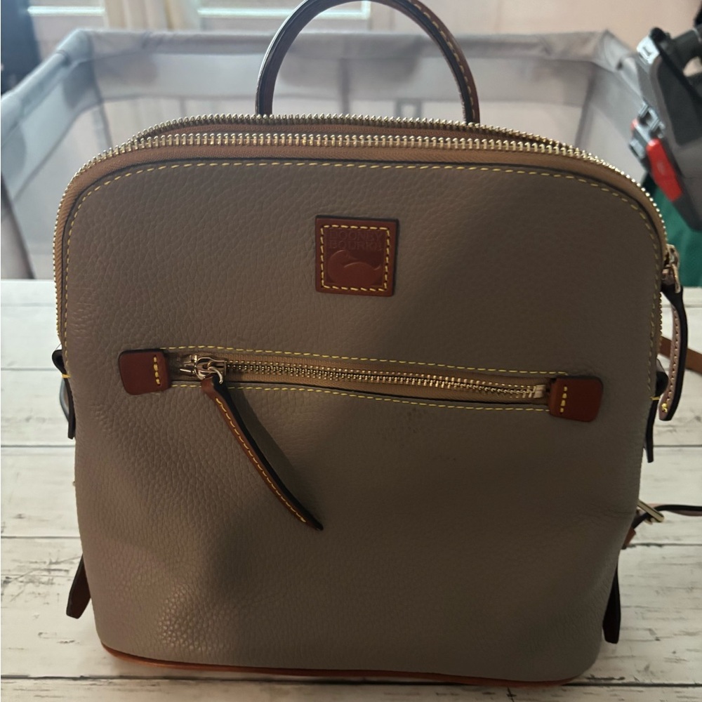 Dooney & Bourke Taupe Leather Backpack